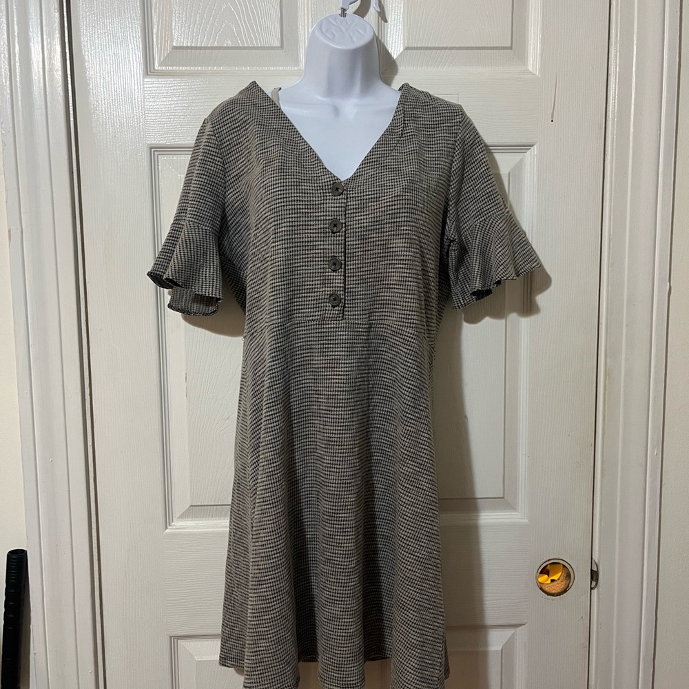 LC Lauren Conrad Brown Checkered Dress